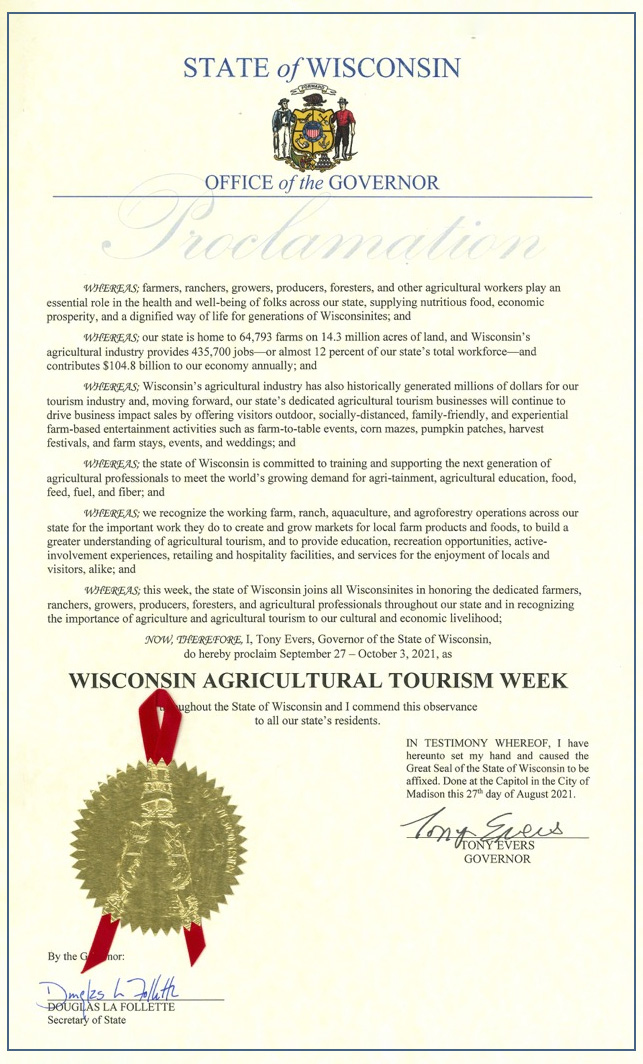 WI Agricultural Tourism Week Proclamation